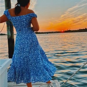 Corset back ditsy floral coastal cowgirl midi dress